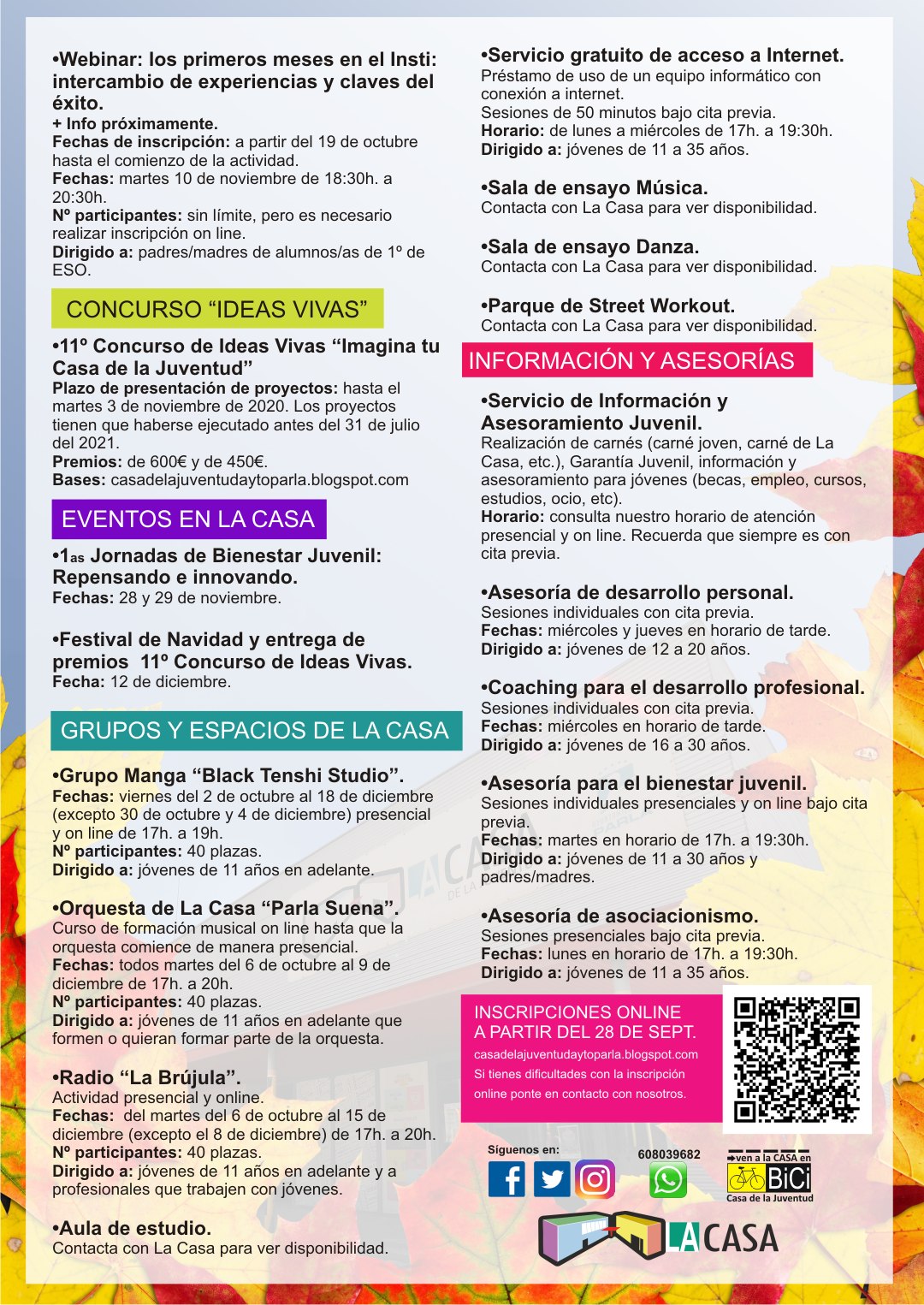 Folleto Programa de Otoño 2020 página 3