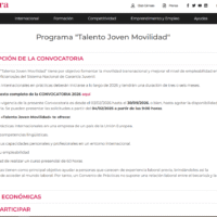 Programa "Talento Joven Movilidad". Cámara Comercio. Ayudas económicas para acceder a prácticas internacionales (Garantía Juvenil)