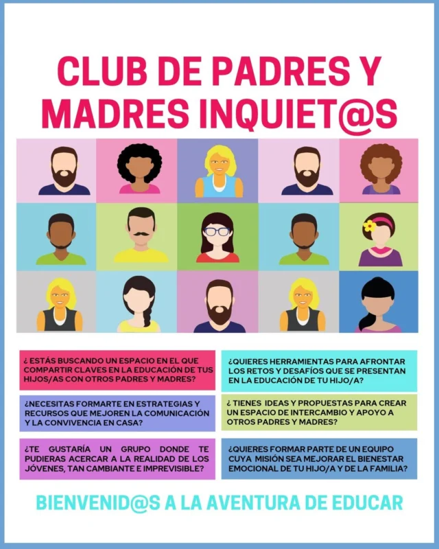 Club de Padres y Madres Inquiet@s
🤔 ¿Y si compartir nuestras dudas también fuera una forma de educar?

Acompañar a nuestros hijos e hijas mientras crecen está lleno de retos. Y a veces, escuchar a otras familias nos ayuda a ver las cosas de otra manera. 💚

En el Club de Padres y Madres Inquiet@s encontrarás un espacio para hablar, compartir vivencias, resolver dudas y descubrir nuevas herramientas.

👨‍👩‍👧‍👦 Para familias con hijos e hijas mayores de 11 años.
📅 Sábados alternos
⏰ De 11:00 a 13:30 h
📍 Casa de la Juventud de Parla

Criar, acompañar y aprender. Mejor si lo hacemos en compañía. 🙌

🔗 Toda la información e inscripciones:
www.lacasajoven.com

#VidaEnLaCasa #BienestarEmocional #Familias #Parla